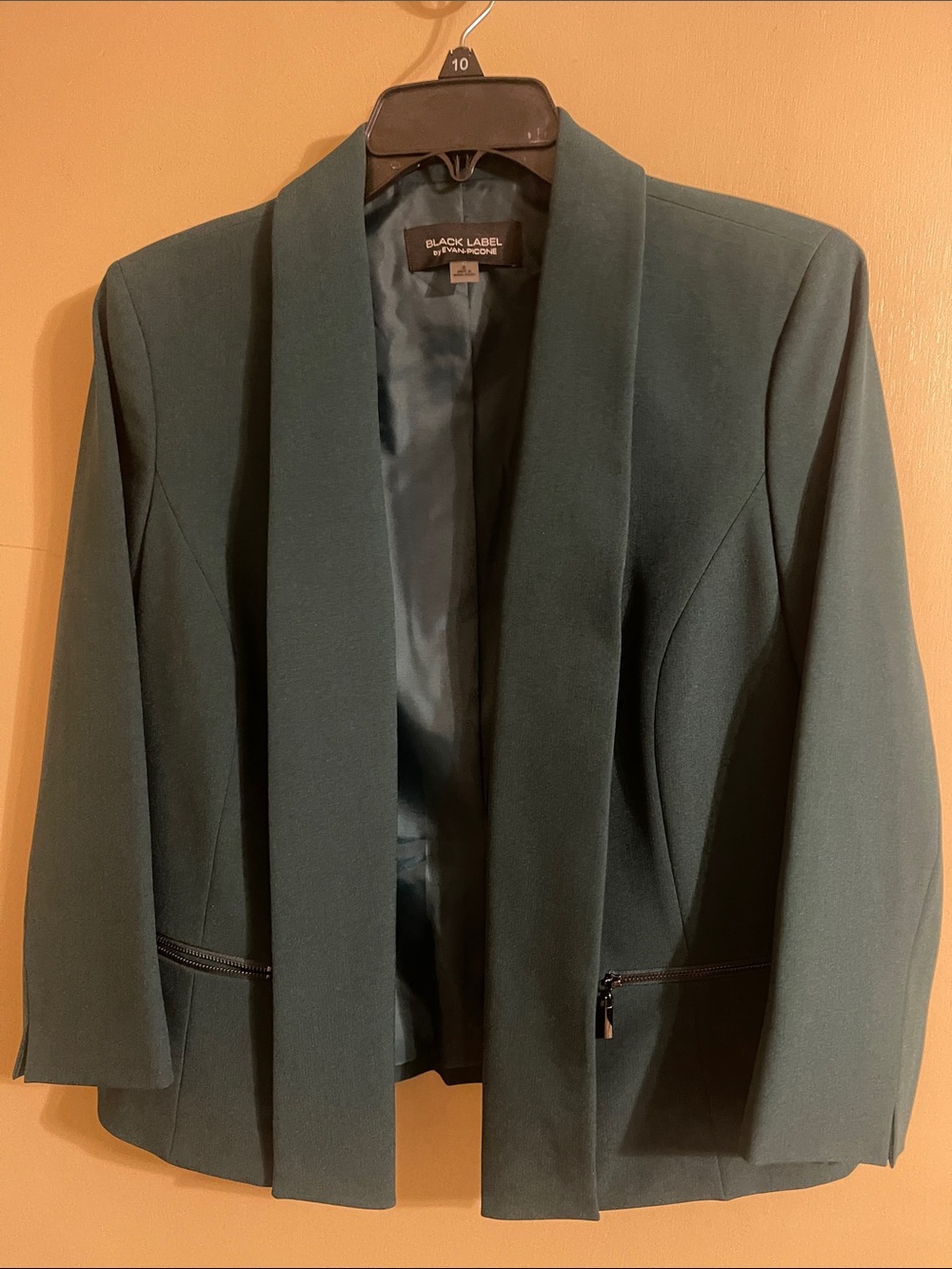 Black Label Dark Green Open-Front Shawl Blazer